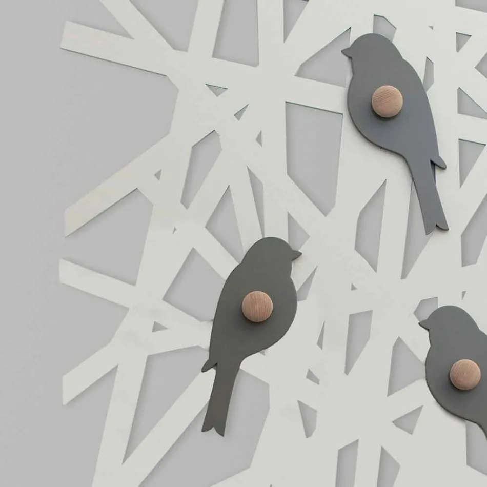 Wieszak ścienny z kolorowego drewna o nowoczesnym designie - Alberuccell Viadurini