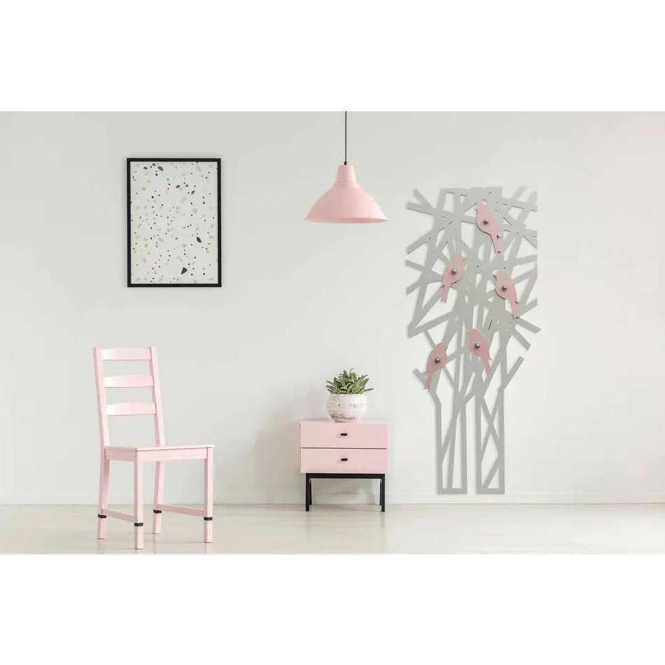 Wieszak ścienny z kolorowego drewna o nowoczesnym designie - Alberuccell Viadurini