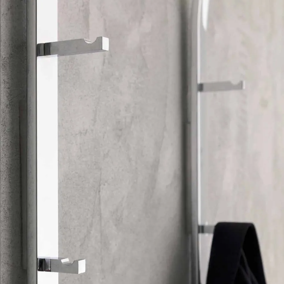 Wieszak ścienny metalowy z 2 haczykami i lampką LED Made in Italy - Osmio Viadurini