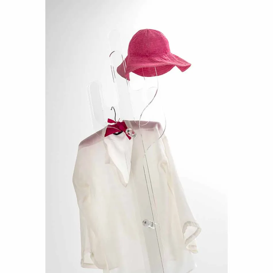 Kaktusowy, przezroczysty, nowoczesny design wieszak na podłogę, wykonany we Włoszech Viadurini