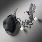 Żelazny wieszak na płaszcze z dekoracją kolibra Made in Italy - klucz Viadurini