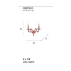 Klasyczny kinkiet z 2 światłami z ręcznie robionego włoskiego szkła i złotego metalu - Oliver Viadurini