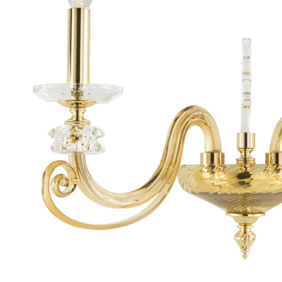 Kinkiet z 2 światłami z dmuchanego szkła i klasycznym luksusowym kryształem optycznym - Cassea Viadurini