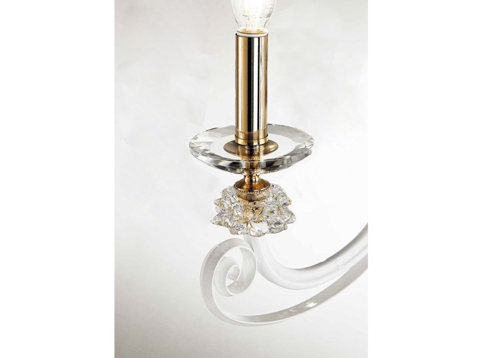 Kinkiet z 2 światłami z dmuchanego szkła i klasycznym luksusowym kryształem optycznym - Cassea Viadurini