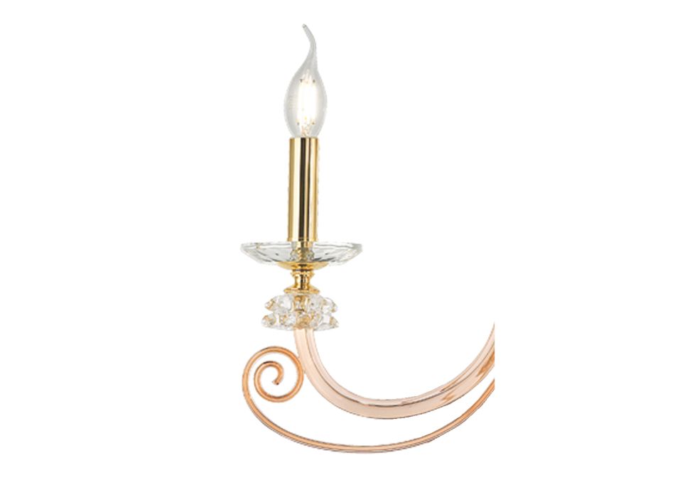 Kinkiet z 3 lampami z dmuchanego szkła i klasycznym luksusowym kryształem optycznym - Cassea Viadurini
