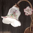 2 światła kinkiet z metalu i ręcznie zdobionej ceramiki z różą - Pisa Viadurini