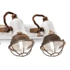 Kinkiet z 3 reflektorami przemysłowymi Artisan z żelaza i ceramiki - Loft Viadurini