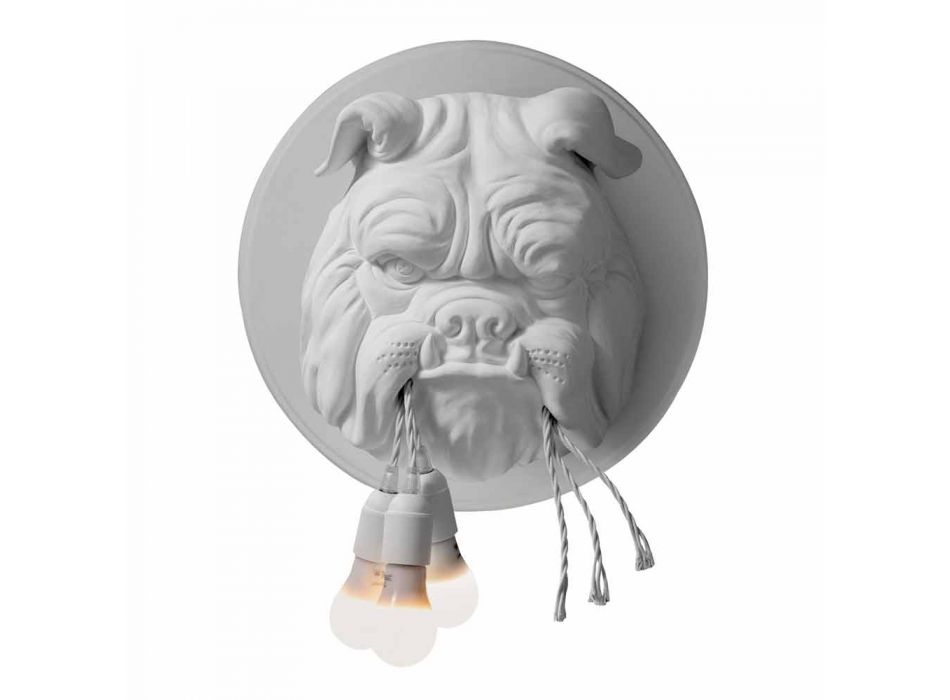 Kinkiet ścienny z 3 lampkami w szarym lub białym ceramicznym nowoczesnym designie - Dogbull Viadurini