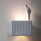 Kinkiet ścienny z 3 diodami LED w matowej białej ceramice z Umarell - Ometto Viadurini