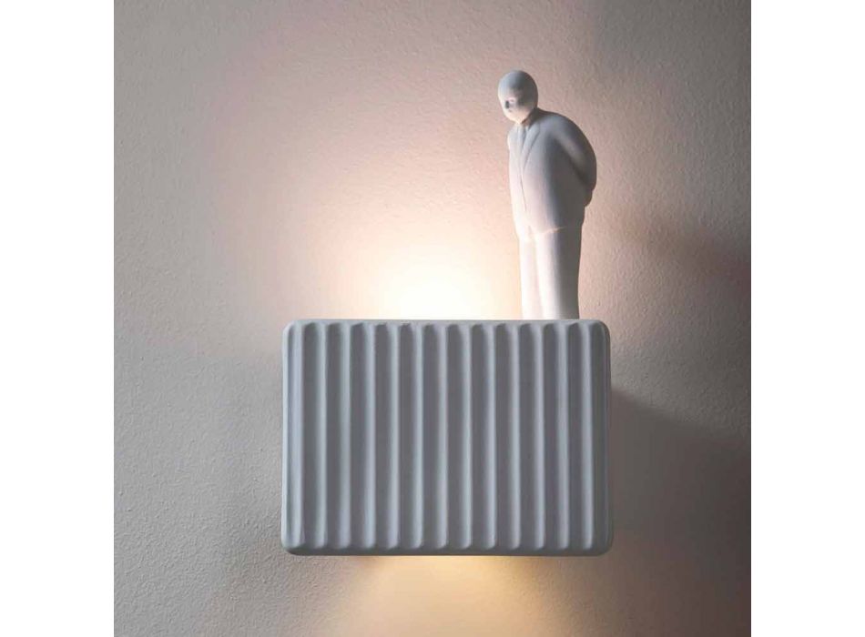 Kinkiet ścienny z 3 diodami LED w matowej białej ceramice z Umarell - Ometto Viadurini