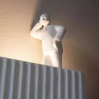 Kinkiet ścienny z 3 diodami LED w matowej białej ceramice z Umarell - Ometto Viadurini