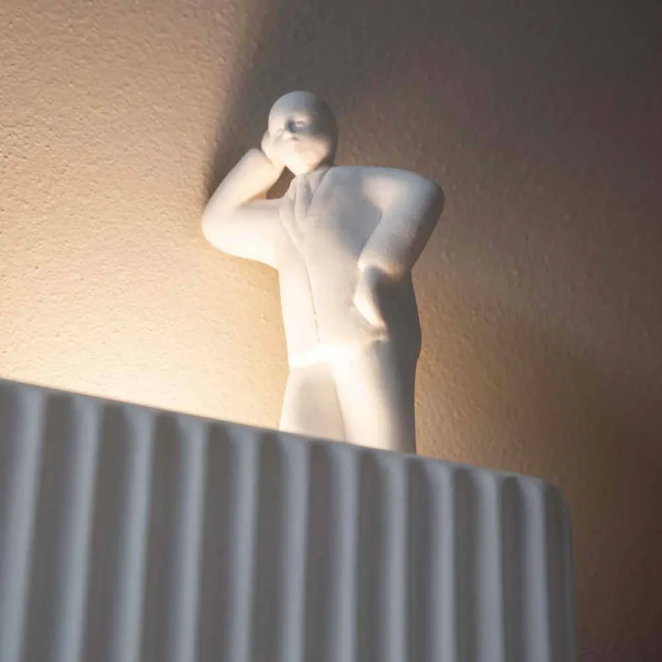 Kinkiet ścienny z 3 diodami LED w matowej białej ceramice z Umarell - Ometto Viadurini