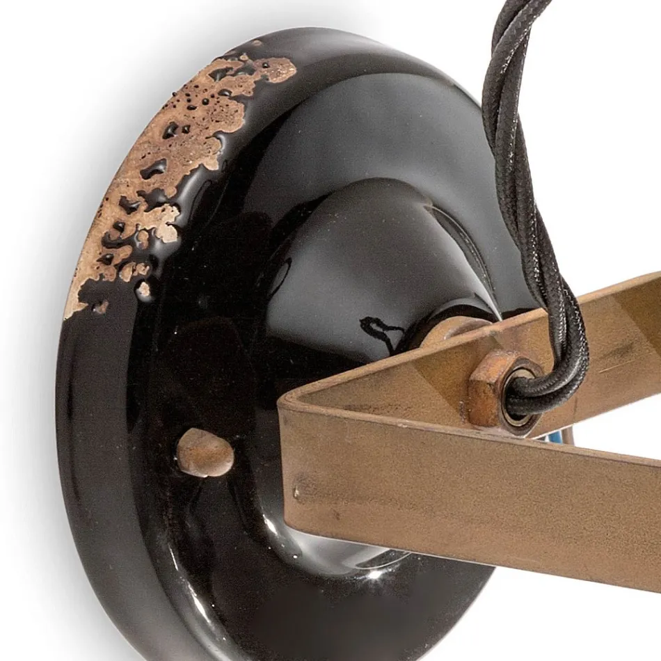 Reflektor z aplikacją na ścianę z ceramiki, szkła i metalu, różne wykończenia Joy Ferroluce Viadurini