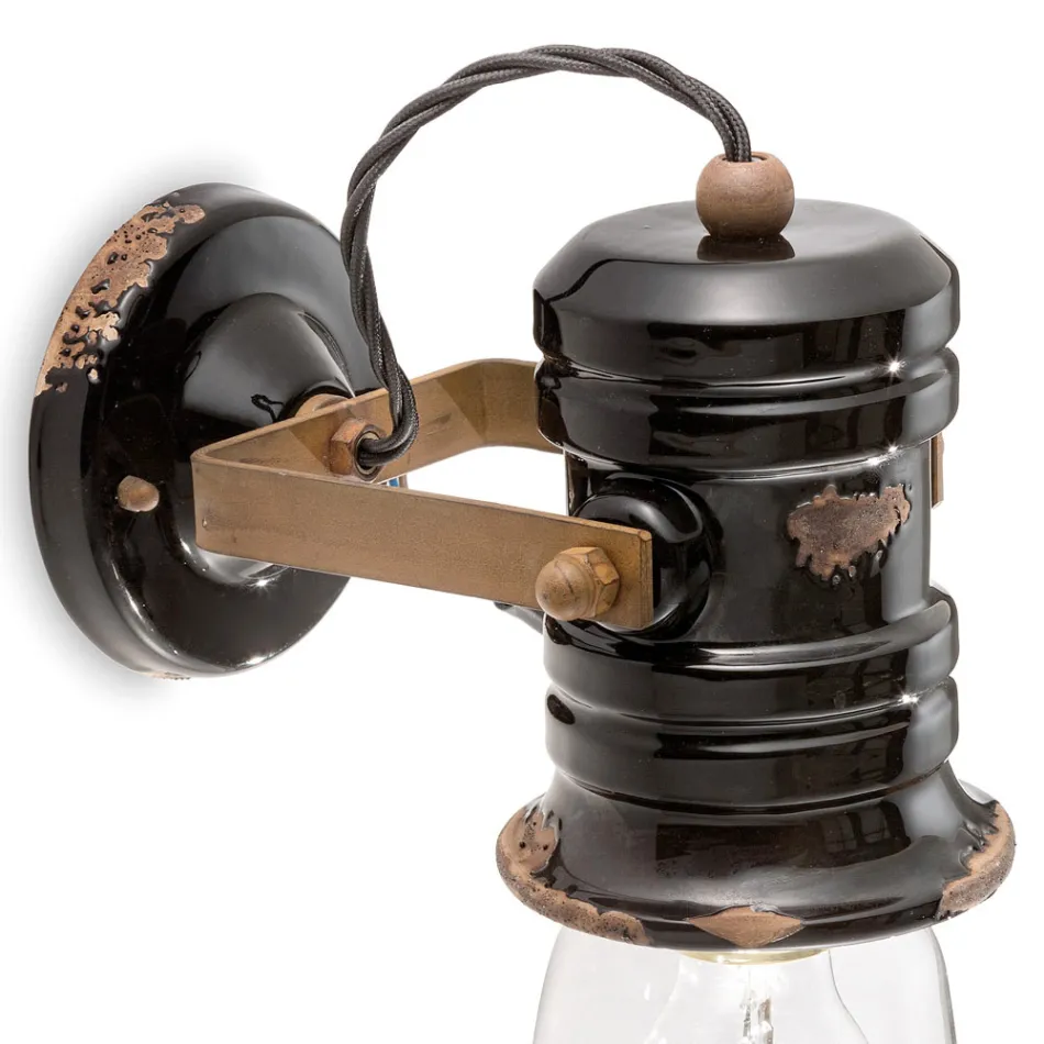 Reflektor z aplikacją na ścianę z ceramiki, szkła i metalu, różne wykończenia Joy Ferroluce Viadurini