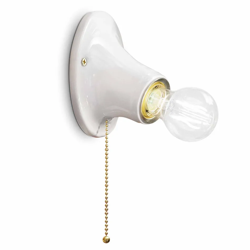 Kinkiet ścienny z białej ceramiki Trieste od Ferroluce Viadurini