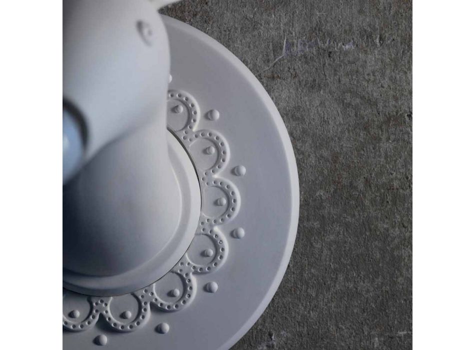 Aplikacja ścienna z matowej białej ceramiki w nowoczesnym stylu w kolorze Cervo - Memento Viadurini
