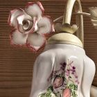 Kinkiet ścienny z metalu i ręcznie zdobionej ceramiki z różą - Pisa Viadurini