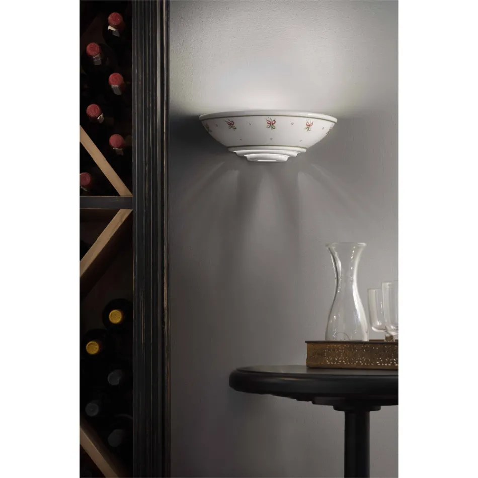 Półksiężycowy kinkiet ścienny z ceramiki ręcznie malowany kwiatowy - Triest Viadurini