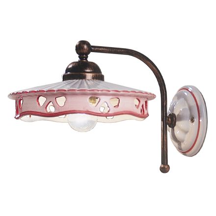 Ceramiczna lampa ścienna z żelaza w stylu vintage, ręcznie perforowana - Alessandria Viadurini