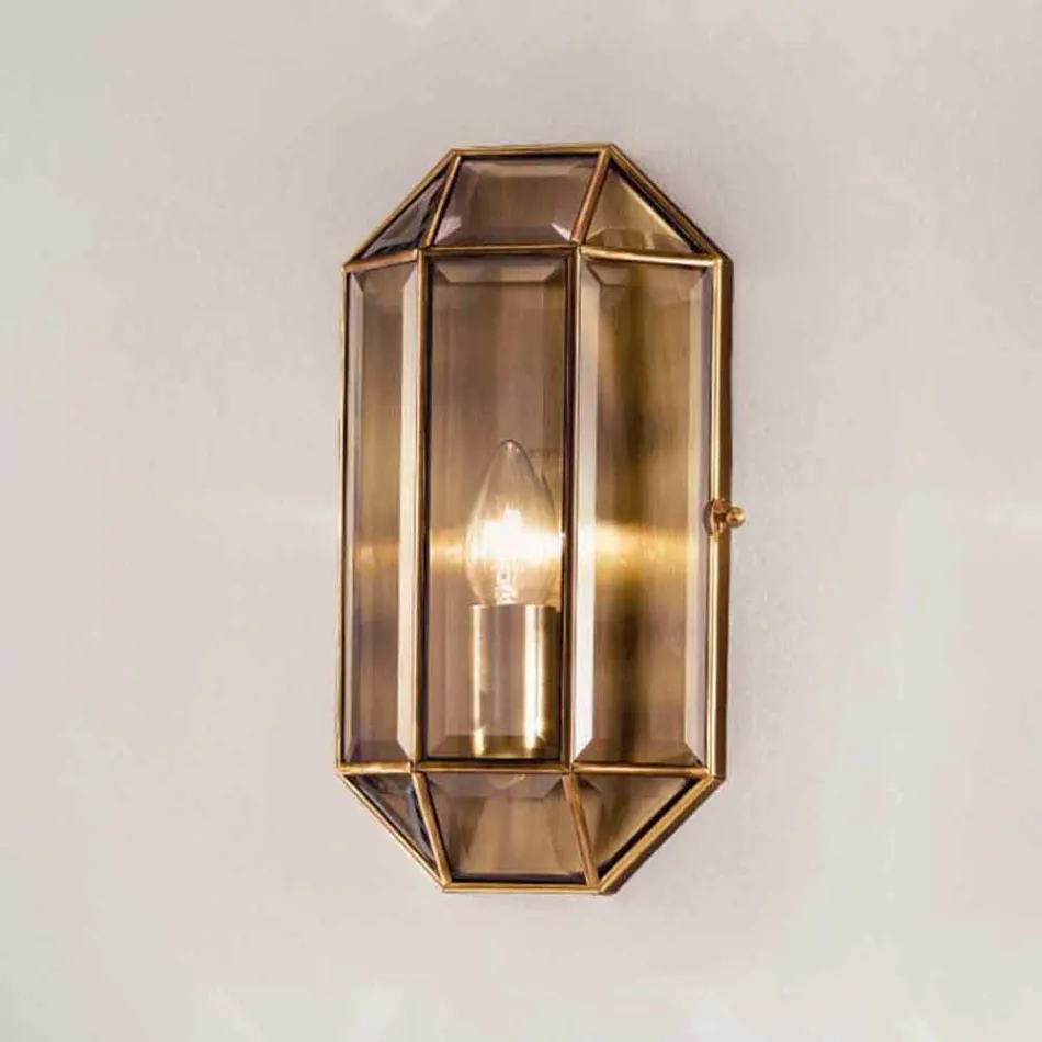 Ręcznie robiony kinkiet ze szkła i mosiądzu 1 lub 2 światła — oprawiony przez Il Fanale Viadurini