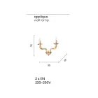 Klasyczny kinkiet 2 światła z ręcznie robionego szkła i metalu Rigaton - Fievole Viadurini