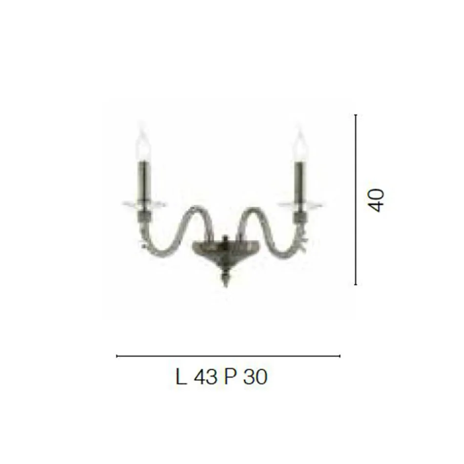 Klasyczny kinkiet 2 światła z dmuchanego szkła i ręcznie robione detale - Phaedra Viadurini
