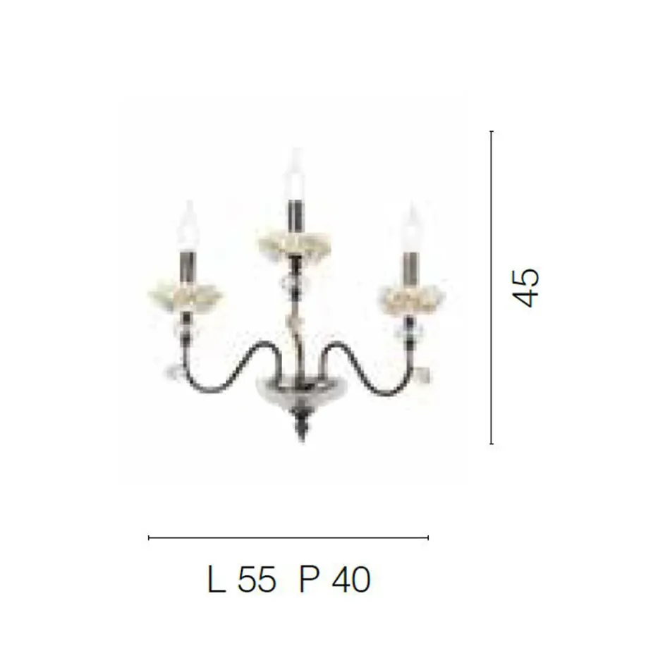Klasyczny kinkiet 3 lampy z porcelany i luksusowego szkła dmuchanego - Eteria Viadurini