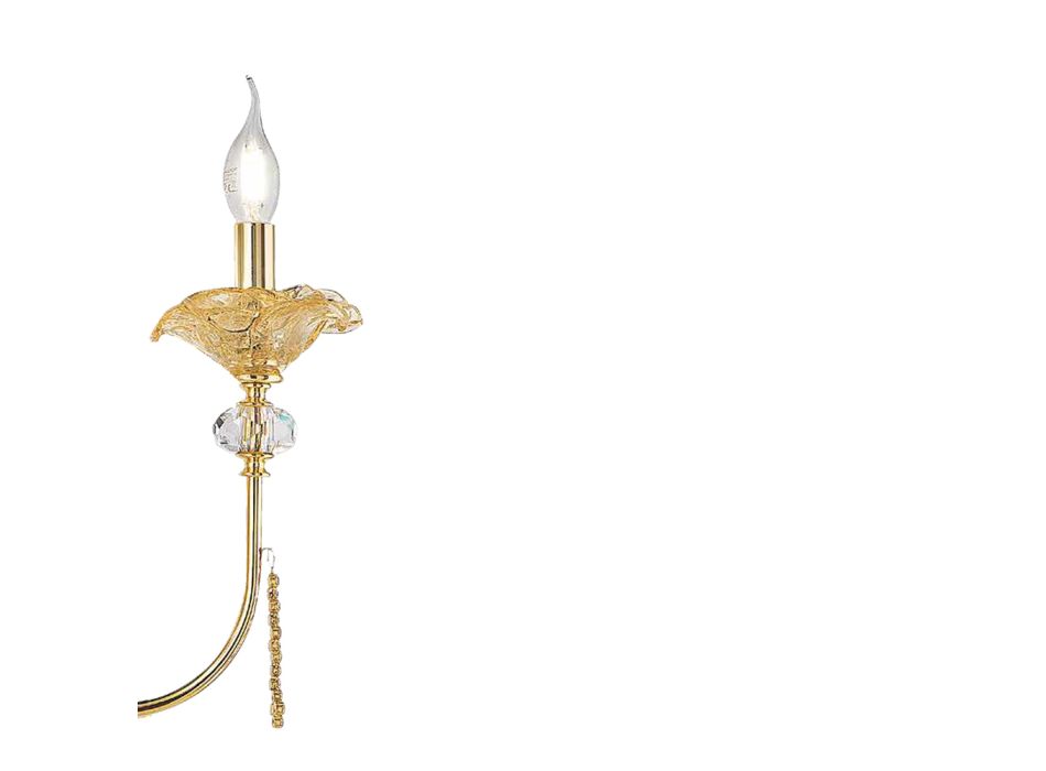 Klasyczny kinkiet z 3 światłami ze szkła, kryształu i luksusowego metalu - Flandria Viadurini