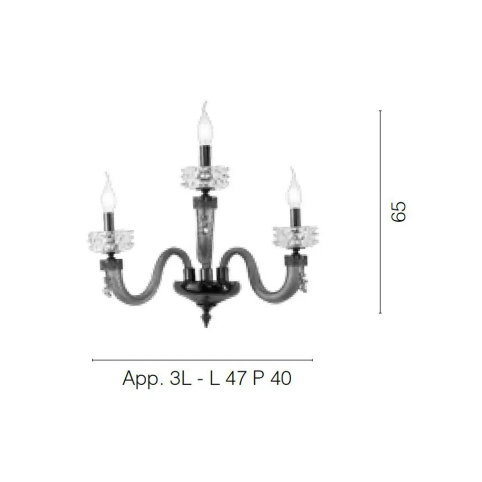 Klasyczny kinkiet 3 światła Ręcznie wykonane luksusowe szkło Made in Italy - Saline Viadurini