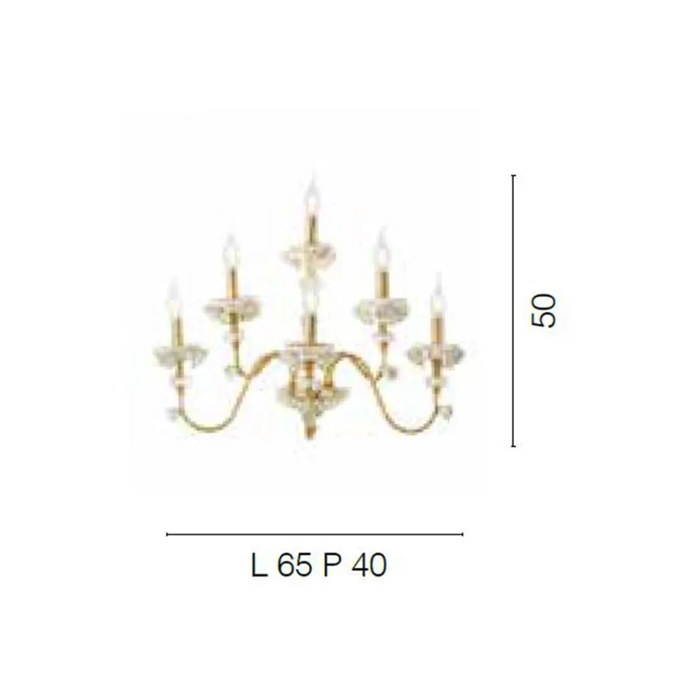 Klasyczny kinkiet 6 lamp z porcelany i luksusowego szkła dmuchanego - Eteria Viadurini