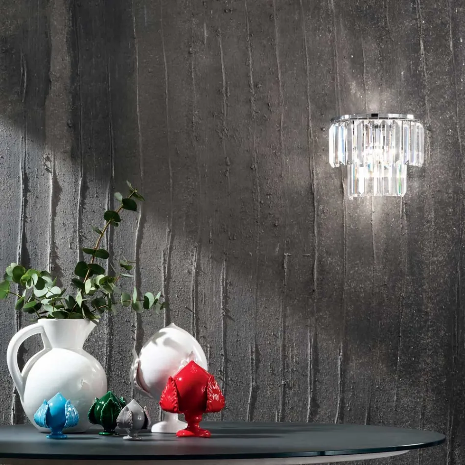 Klasyczna aplikacja ze złotego lub srebrnego metalu i kryształowych wisiorków - Jerome Viadurini