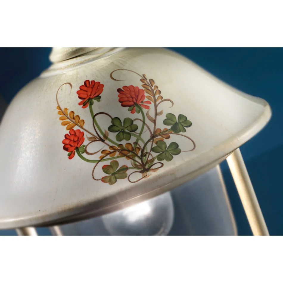 Zewnętrzny kinkiet z ręcznie malowanego aluminium i dekoracją w kwiaty - Bari Viadurini