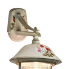 Zewnętrzny kinkiet z ręcznie malowanego aluminium i dekoracją w kwiaty - Bari Viadurini