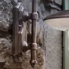 Zewnętrzny kinkiet z czarnego aluminium i ręcznie malowanych kwiatów - Latina Viadurini