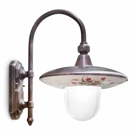 Zewnętrzny kinkiet z czarnego aluminium i ręcznie malowanych kwiatów - Latina Viadurini