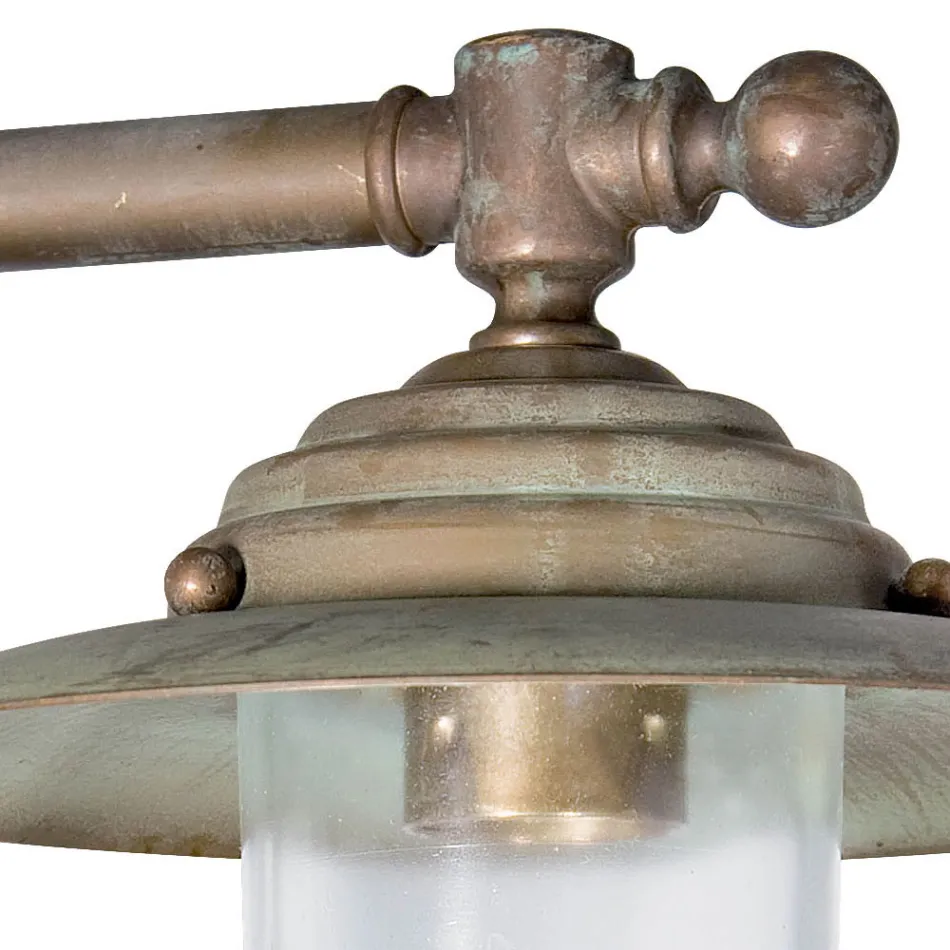 Kinkiet zewnętrzny Elfico w kolorze mosiądzu, z przezroczystego szkła i stopniem ochrony IP44 Viadurini