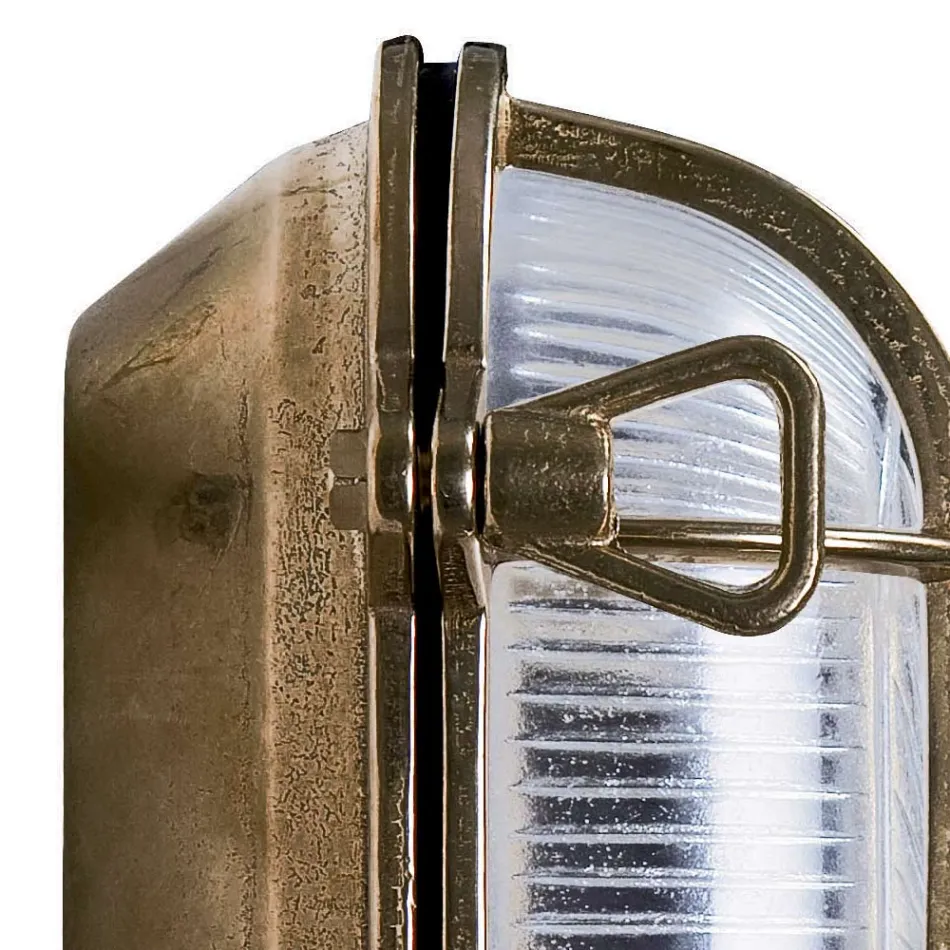 Kinkiet zewnętrzny w stylu vintage z mosiądzu z opalowym/przezroczystym szkłem – Siren Viadurini