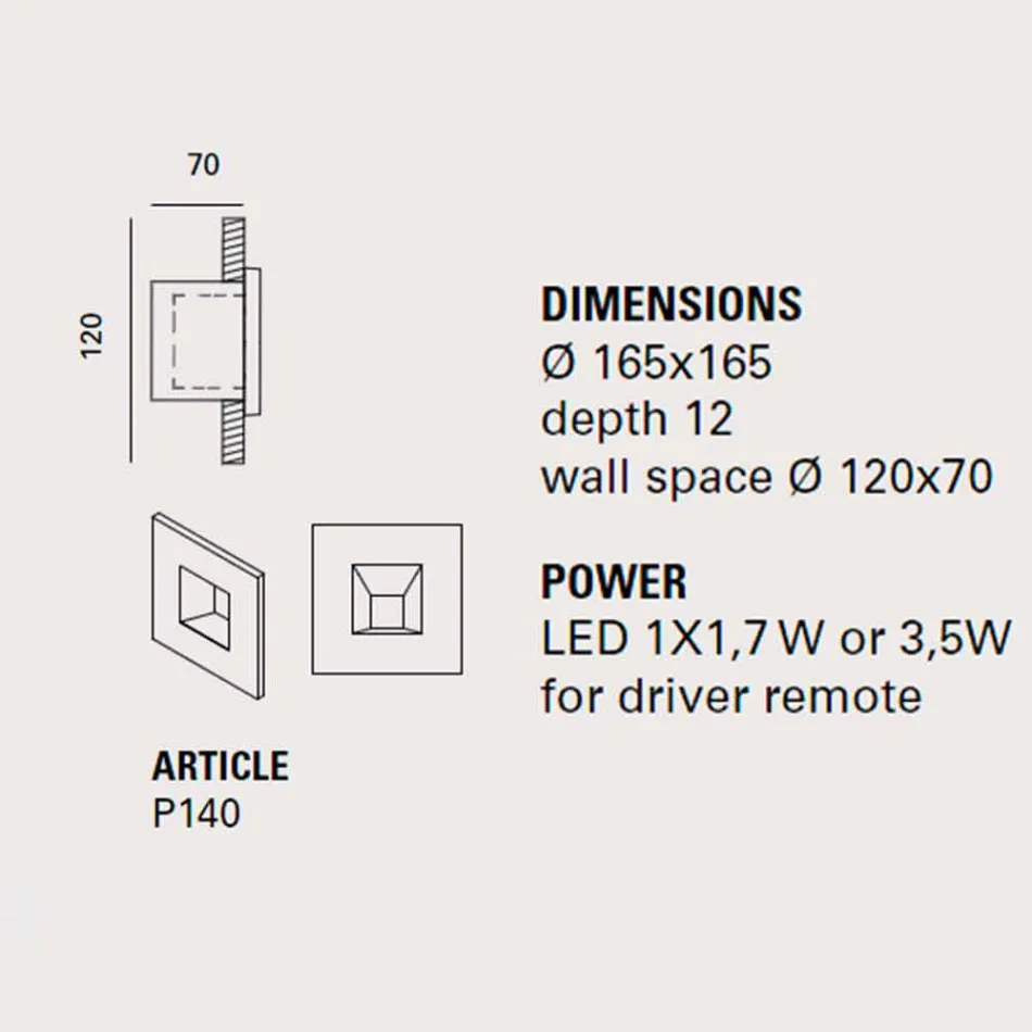 Kwadratowa kinkiet zewnętrzny, kolorowa terakota Square - Toscot Viadurini