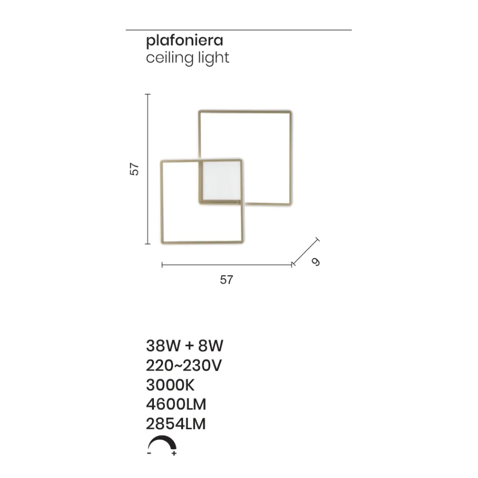 Nowoczesna - formalna metalowa lampa ścienna pomalowana na złoto z LED Viadurini