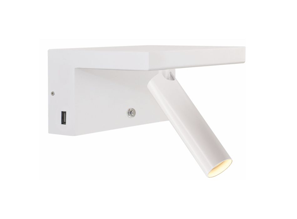 Regulowana aluminiowa dekoracyjna lampa ścienna Led z portami USB - Alena Viadurini
