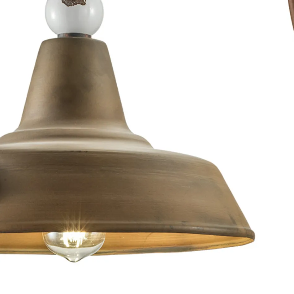 Przemysłowy kinkiet z żelaza i ceramiki ręcznie wykonany - grunge Viadurini