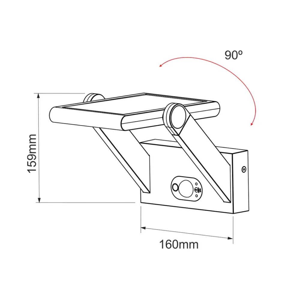 Kinkiet Solar Led Spotlight z białego lub czarnego aluminium z czujnikiem - Hugo Viadurini