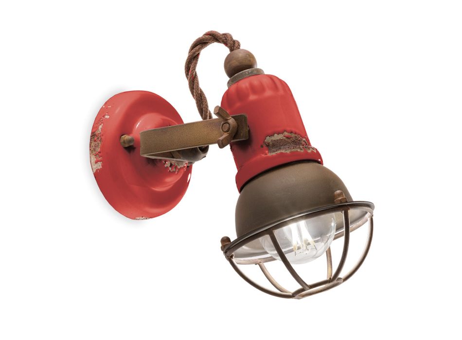 Aplikacja Reflektor w stylu industrialnym Artisan z żelaza i ceramiki - Loft