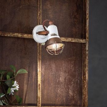 Aplikacja Spotlight w stylu industrialnym wykonana ręcznie z żelaza i ceramiki - Loft
