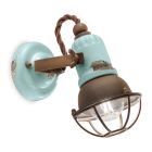 Aplikacja Reflektor w stylu industrialnym Artisan z żelaza i ceramiki - Loft Viadurini