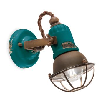 Aplikacja Reflektor w stylu industrialnym Artisan z żelaza i ceramiki - Loft