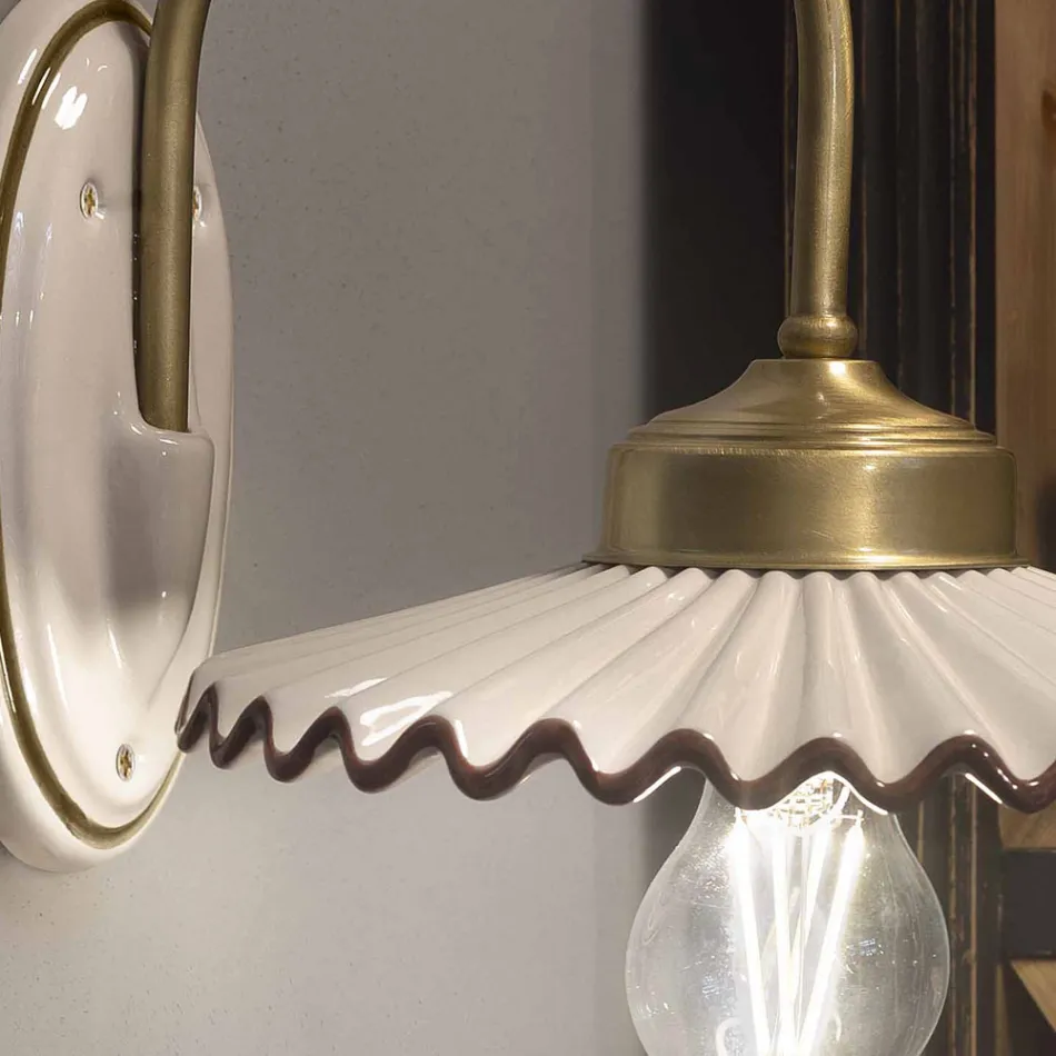 Plisowana błyszcząca aplikacja ceramiczna i ręcznie malowane krawędzie - Laquila Viadurini