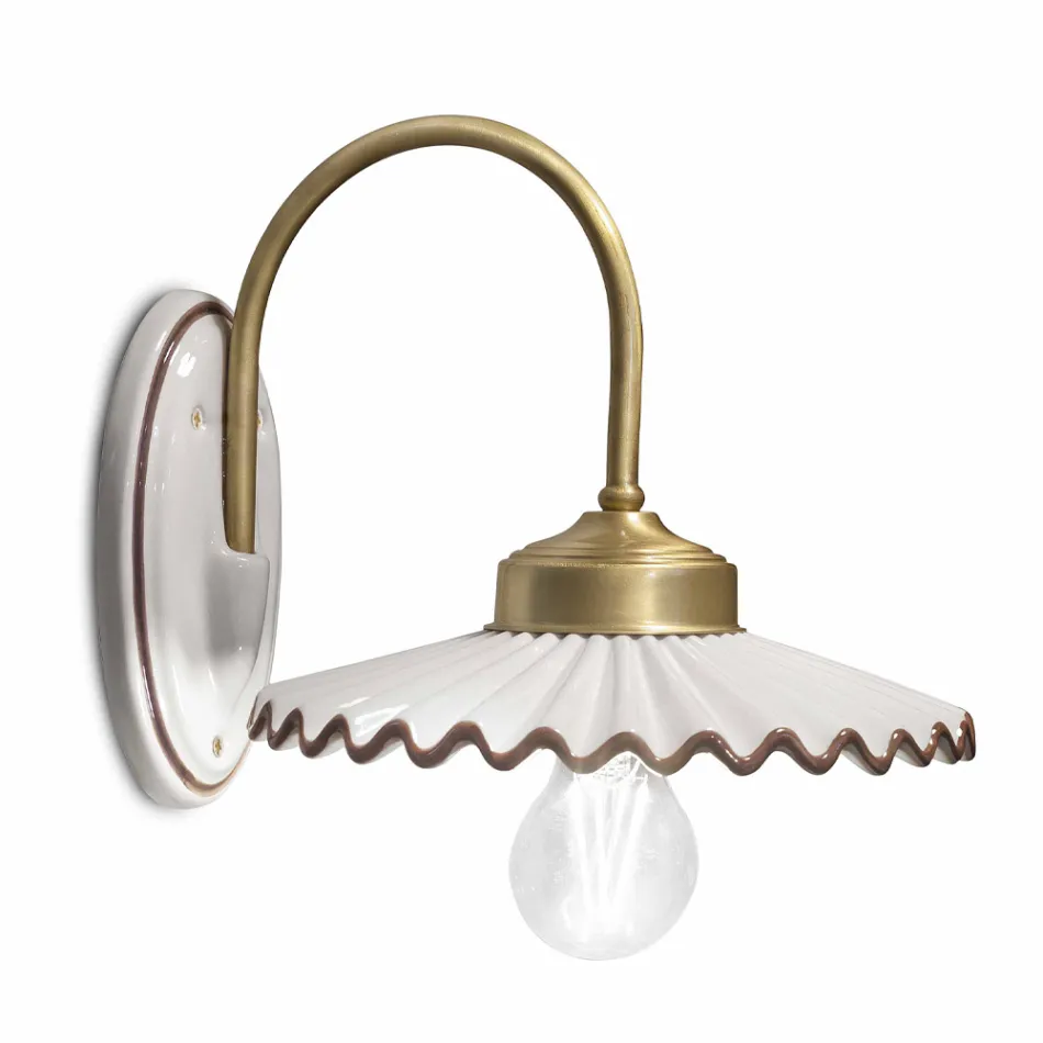 Plisowana błyszcząca aplikacja ceramiczna i ręcznie malowane krawędzie - Laquila Viadurini