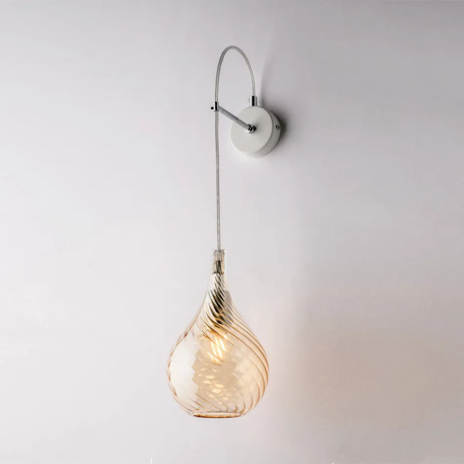 Żelazna lampa ścienna ze szkłem pyreksowym Wyprodukowano we Włoszech do wystroju wnętrz - Amazonia Viadurini