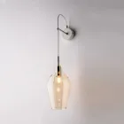 Żelazna lampa ścienna ze szkłem pyreksowym, wyprodukowana we Włoszech do dekoracji wnętrz - Sparta Viadurini